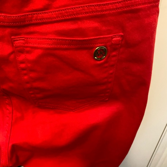 Michael KORS MK Izzy Bright Red Cropped Skinny Jeans 10 - Picture 7 of 10